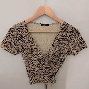 rare brandy melville cheetah print tie top